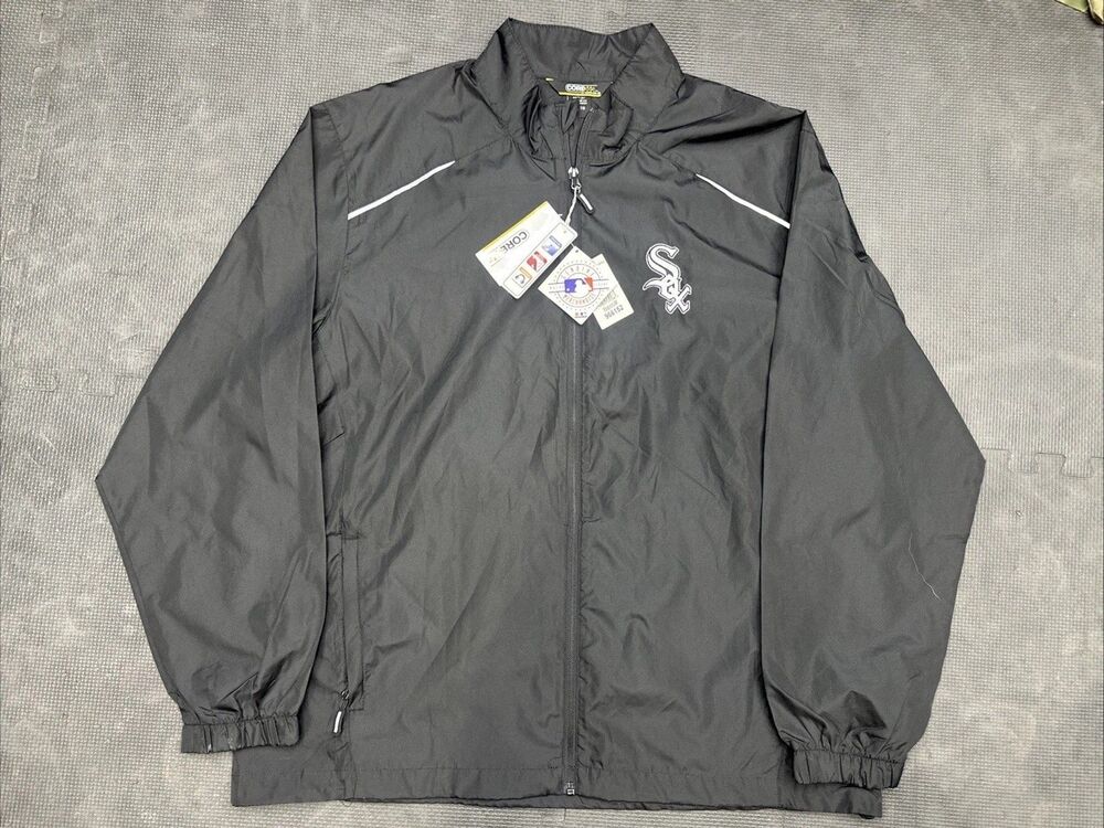 Chicago White Sox Windbreaker Jacket Mens XL Black MLB Zip Up Core 365 North End